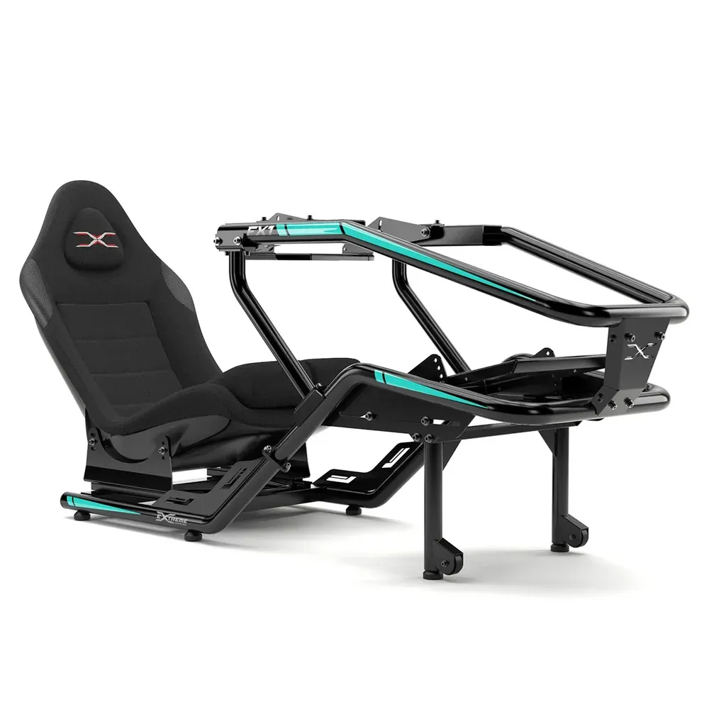 Simulador De Corrida Cockpit Fx1 Estação Simples Suporte P/volante E Pedais Com Banco Suporta Até 140kg Preto/verde