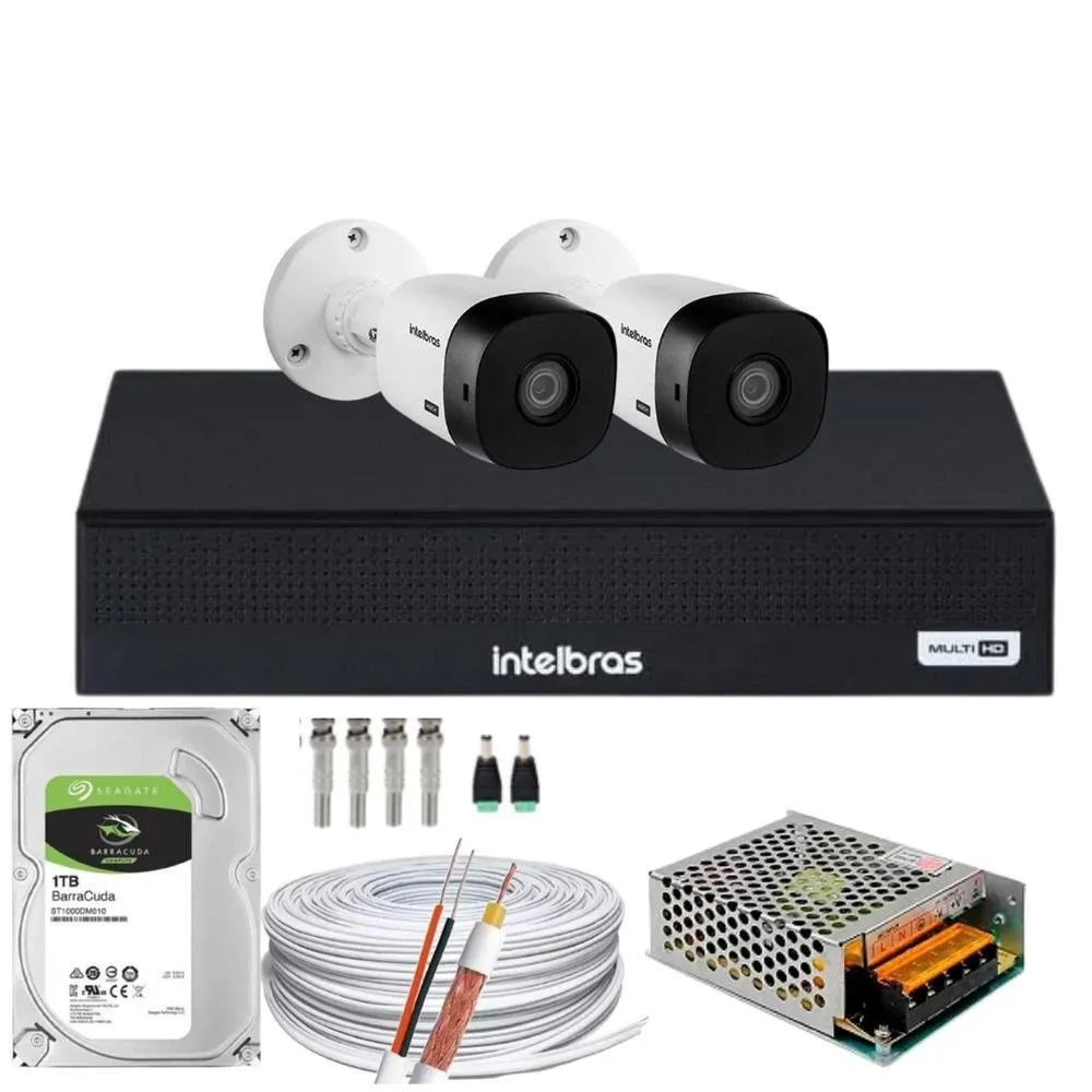Kit Cftv 2 Cameras Intelbras, FULL HD, Vhl 1220