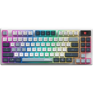Teclado Mecânico Gamer Sem Fio  MSI Forge GK600 TKL SKY, RGB, Switch Linear, USB 2.0,Bluetooth, US, Preto - STRIKE600