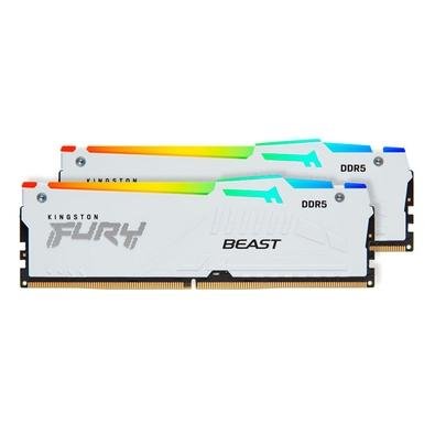 Memória RAM Kingston Fury Beast Expo, RGB, 32GB (2X16GB), 6000MT/s, DDR5, DIMM, CL30, Branco - KF560C30BWEAK2-32