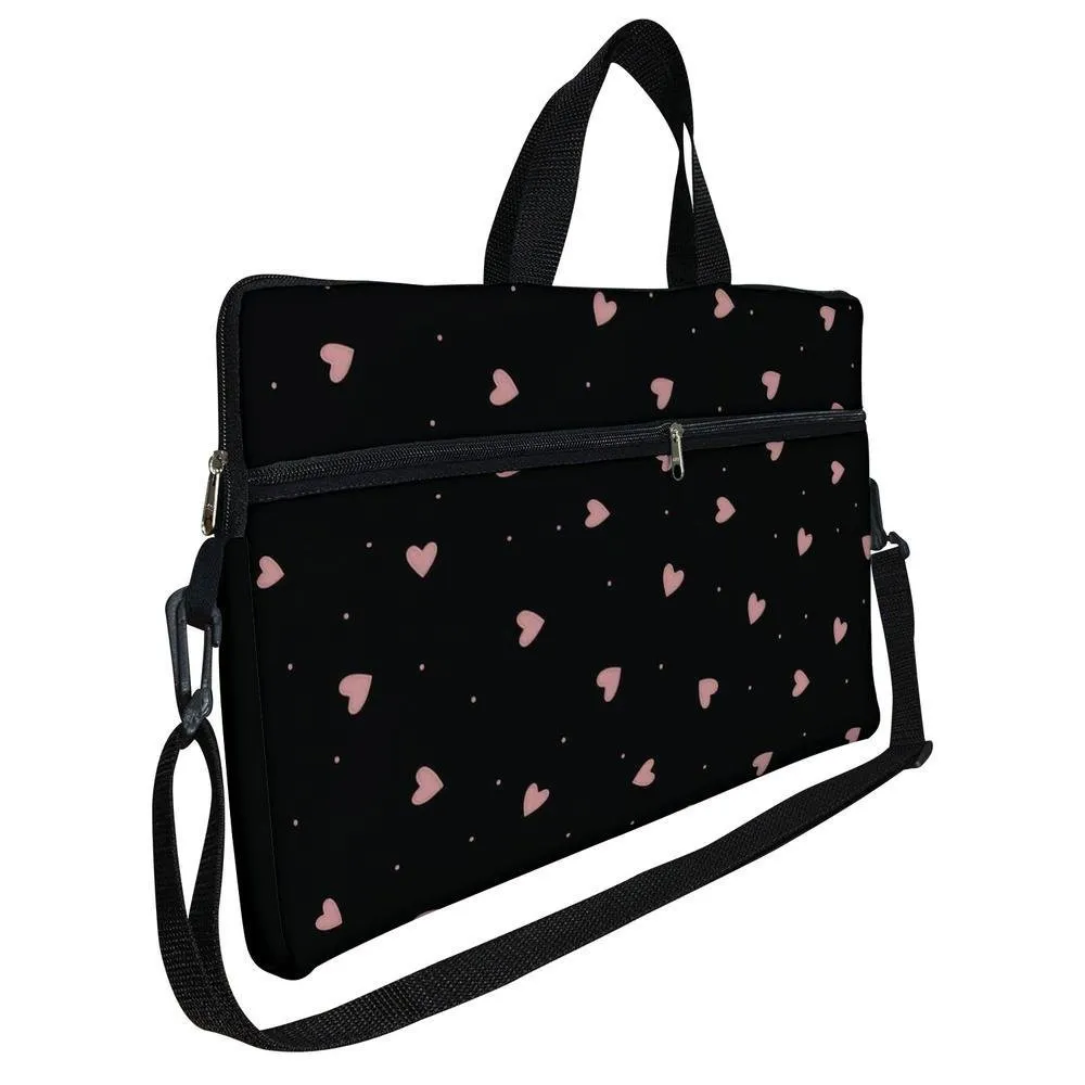 Case Capa Maleta Premium Para Notebook Laptop De 17 E 17,3 Com Alça De Mão Alça De Ombro E Zíper Lateral - Coração Patte