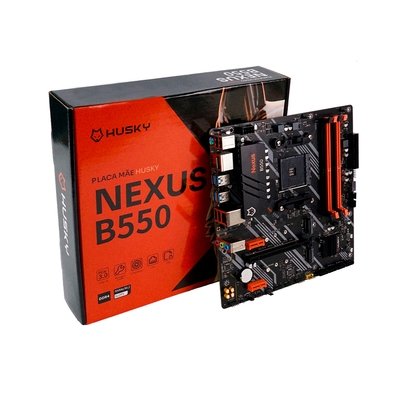 Placa-Mãe Husky Nexus B550, M.2 NVMe, DDR4 3200MHz, Ryzen 5000/3000, Micro-ATX, HDMI/DP, 64GB Dual Channel - HPM550