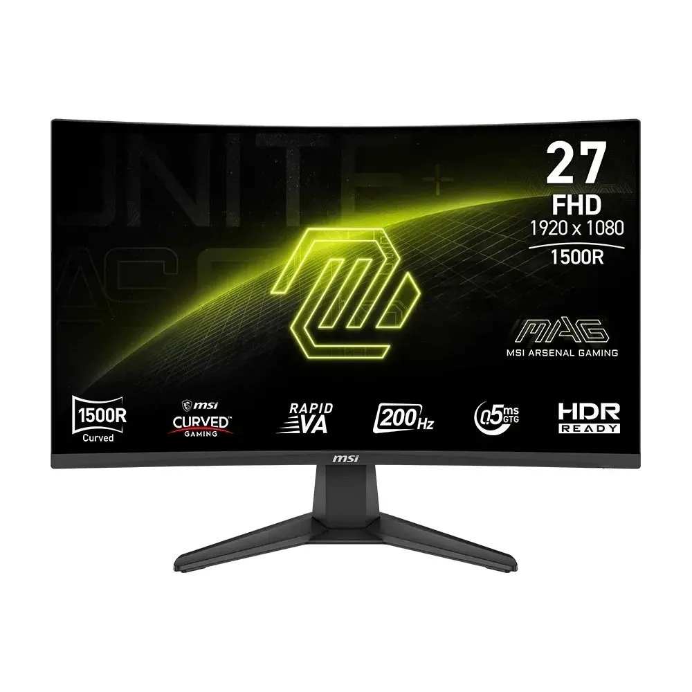 "Monitor Gamer Curvo MSI MAG 27"", Full HD, 200Hz, 0.5ms, Rapid VA, FreeSync Premium, HDR Ready, Preto - 276CF E20"