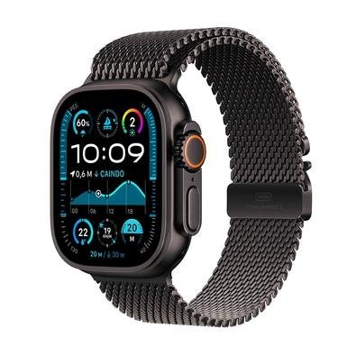 Apple Watch Ultra 2 GPS + Cellular, Case Preta de Titânio de 49 mm, Pulseira Preta Estilo Milanês de Titânio M - MX5U3BE/A