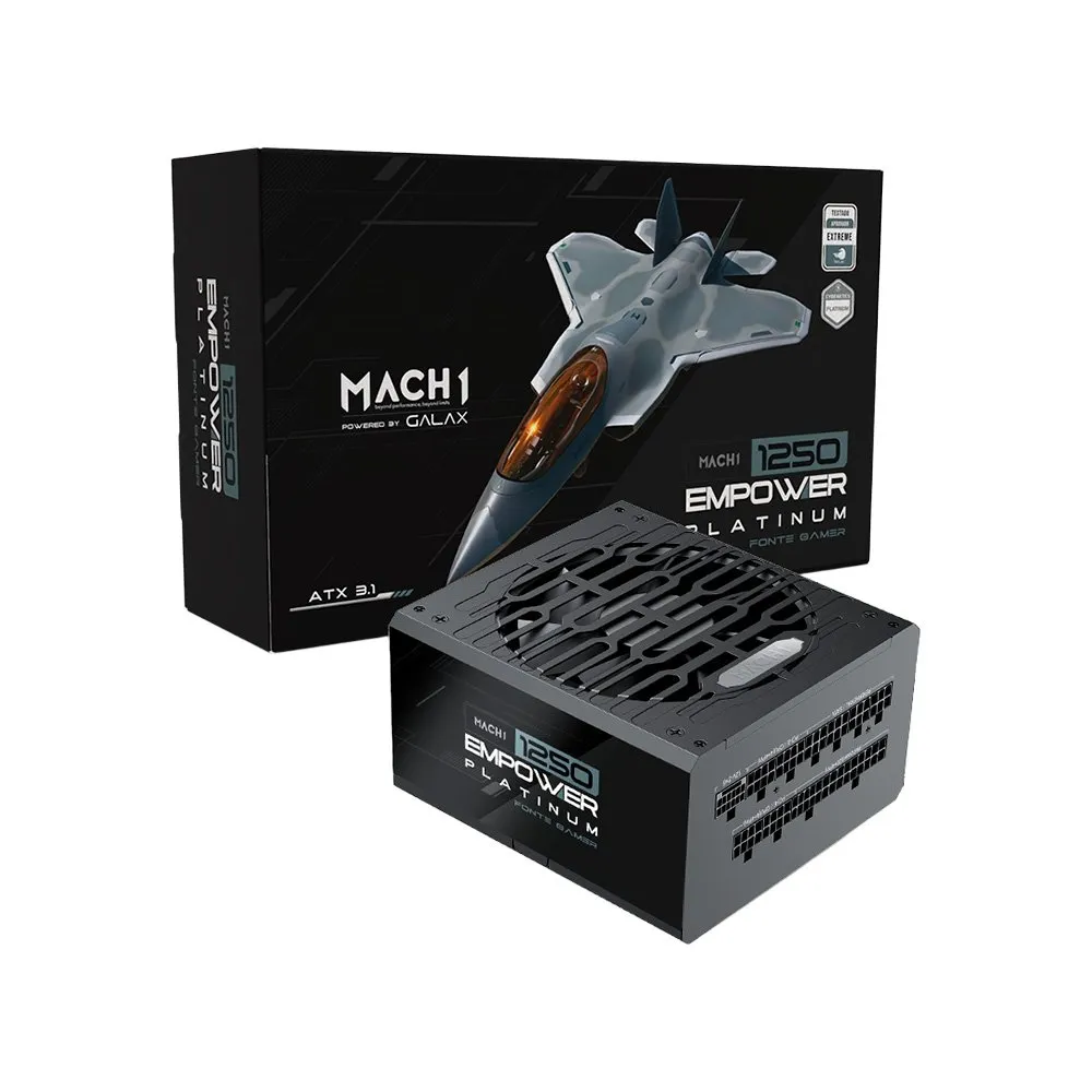 Fonte MACH1 EMPOWER, 1250W, Cybenetics Platinum, Modular, PFC Ativo, Preto - 1250EMPOWER
