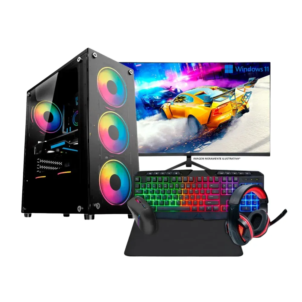 "PC Gamer Completo Intel Core I5 8GB SSD 256gb Kit Gamer Com Headset Monitor 19,5"" WINDOWS"