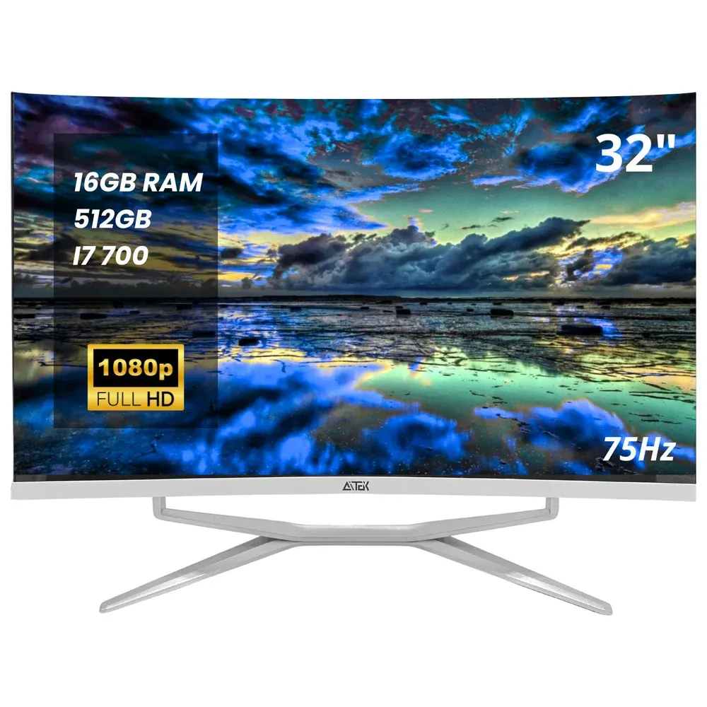 "Computador All In One Curvo 32"" I7 512GB SSD, 16GB RAM, 75Hz 5ms HDMI VA Aitek - AIO-3275C"