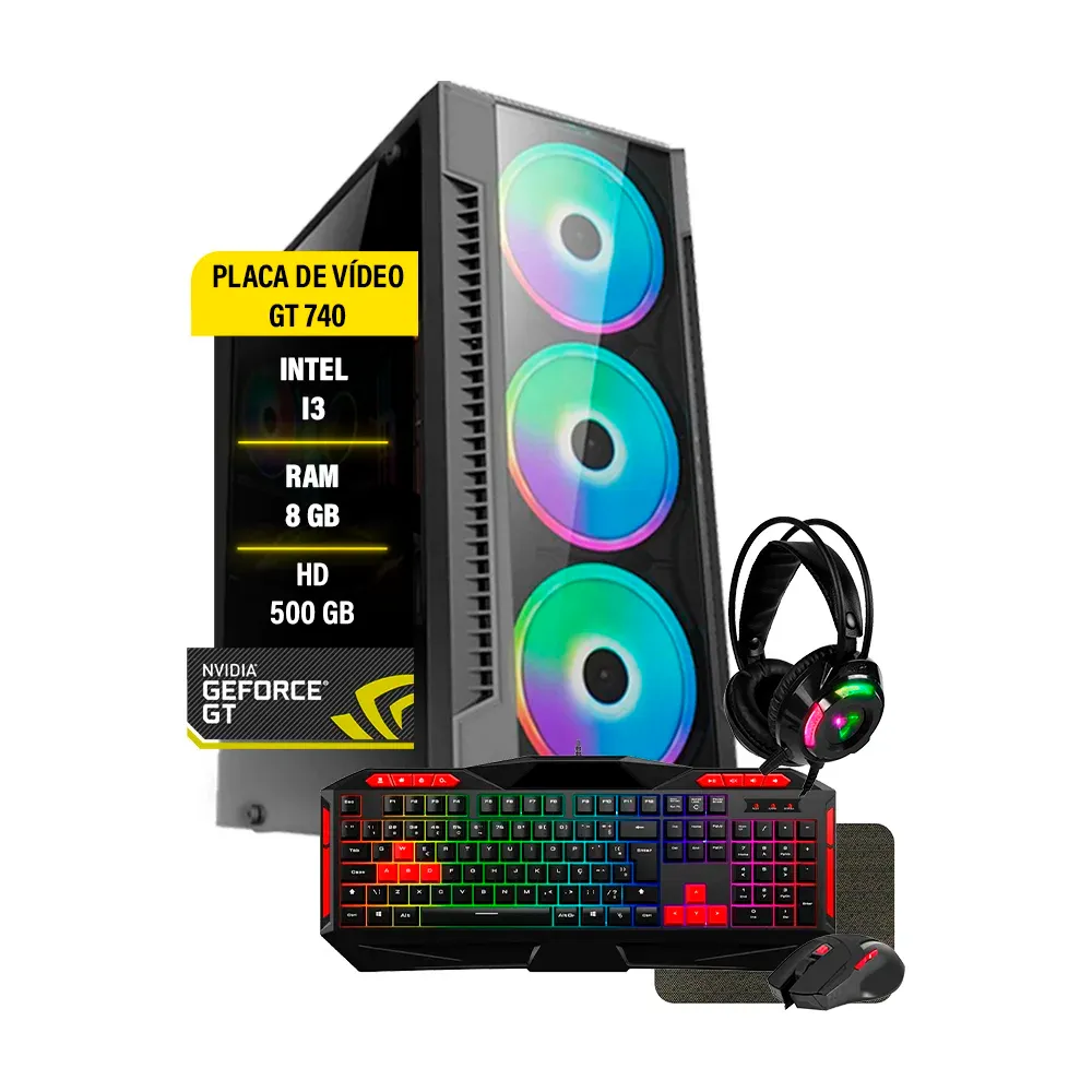 PC Gamer I3, HD 500GB, 8GB, Placa De Vídeo GT730