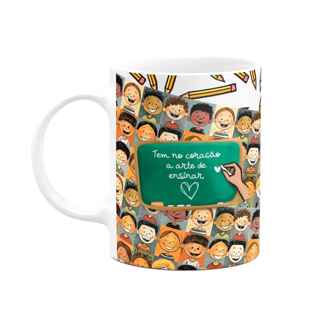 Caneca Professor -tem No Coração A Arte De Ensinar