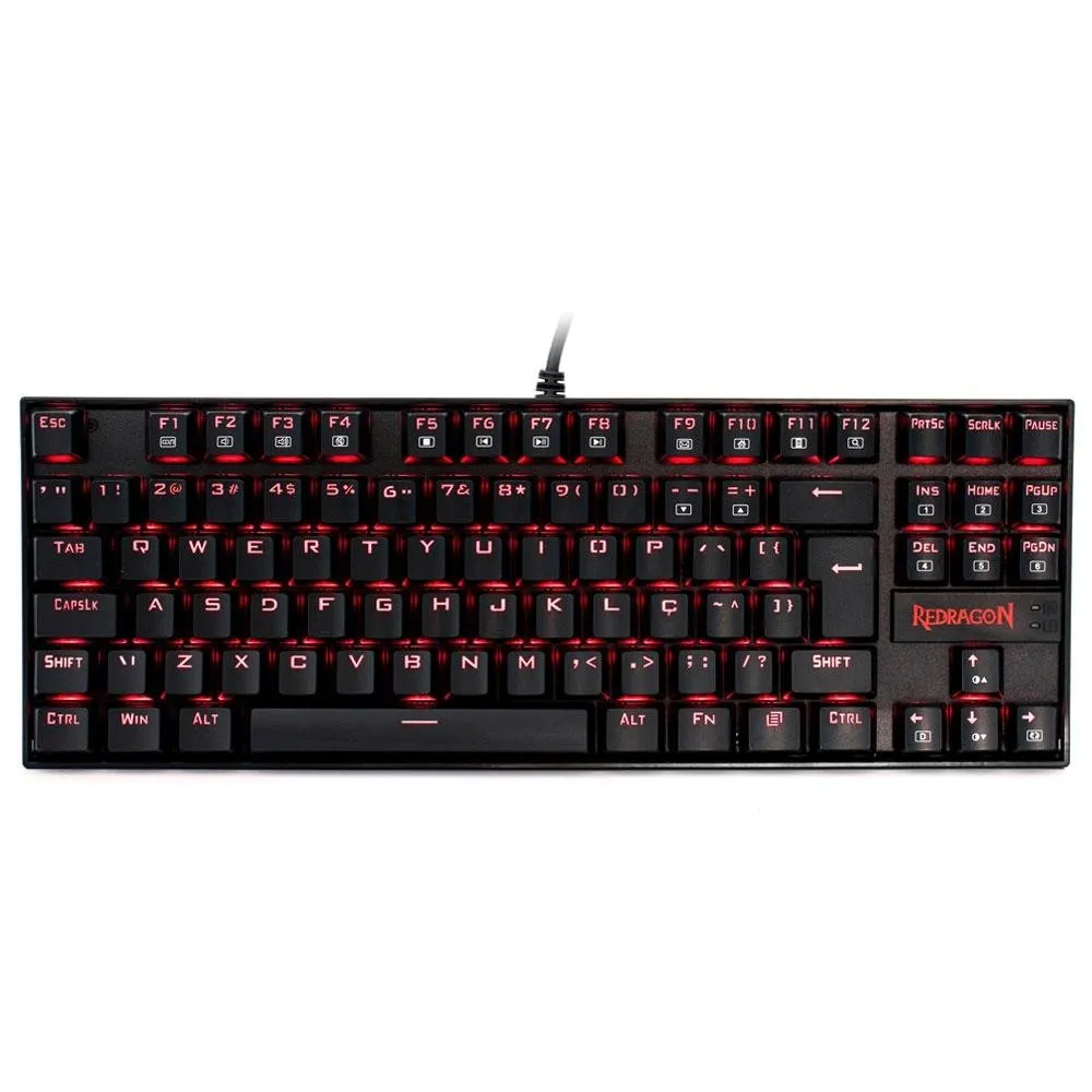 Teclado Mecânico Gamer Redragon Kumara, Anti-Ghosting, LED Vermelho, Switch Red, ABNT2, Preto - K552-2 (PT-RED)