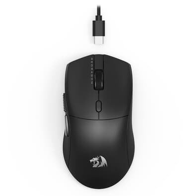 Mouse Gamer Ultraleve Redragon Neva, Sensor Óptico PAW3395, 26000 DPI, 6 Botões programáveis, USB Tipo-C, 8000Hz, Preto - M815