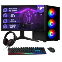 PC Gamer Completo Intel Core I5, 8GB RAM SSD 240GB + Monitor 19 LED HD + Kit Gamer