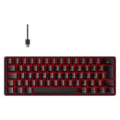 Teclado Mecânico Gamer Hyrax Thunder HCK61, LED Vermelho, USB-C, Switch Blue, 100% anti-ghosting, ABNT2, Preto - HCK61B-BLUE-LED