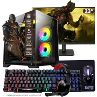 "PC Gamer Tob, AMD Ryzen 5-4600G, 16GB, SSD 480GB, Windows 10 Pro Trial + Monitor 23"" + Teclado/Mouse, Mouse Pad, Headset"