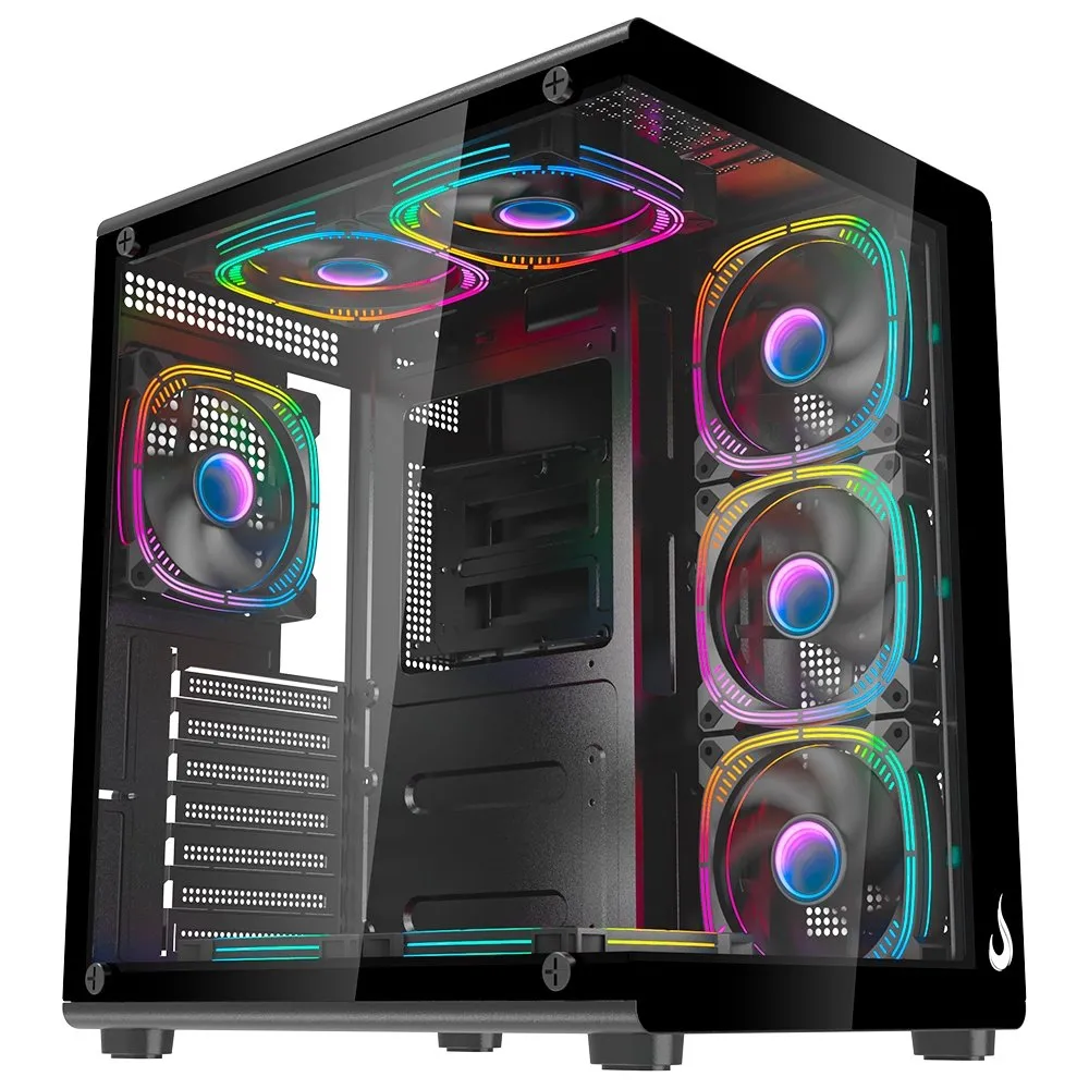 Gabinete Gamer Rise Mode Galaxy Glass X, Mid Tower, ATX, Lateral e Frontal em Vidro, Preto - RM-GA-GGX-FB