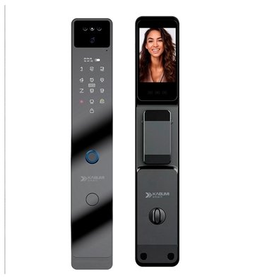 Fechadura Digital smart Security, Com maçaneta, Reconhecimento Facial, Biometria, Controle via app, Preto - KSFD700PT