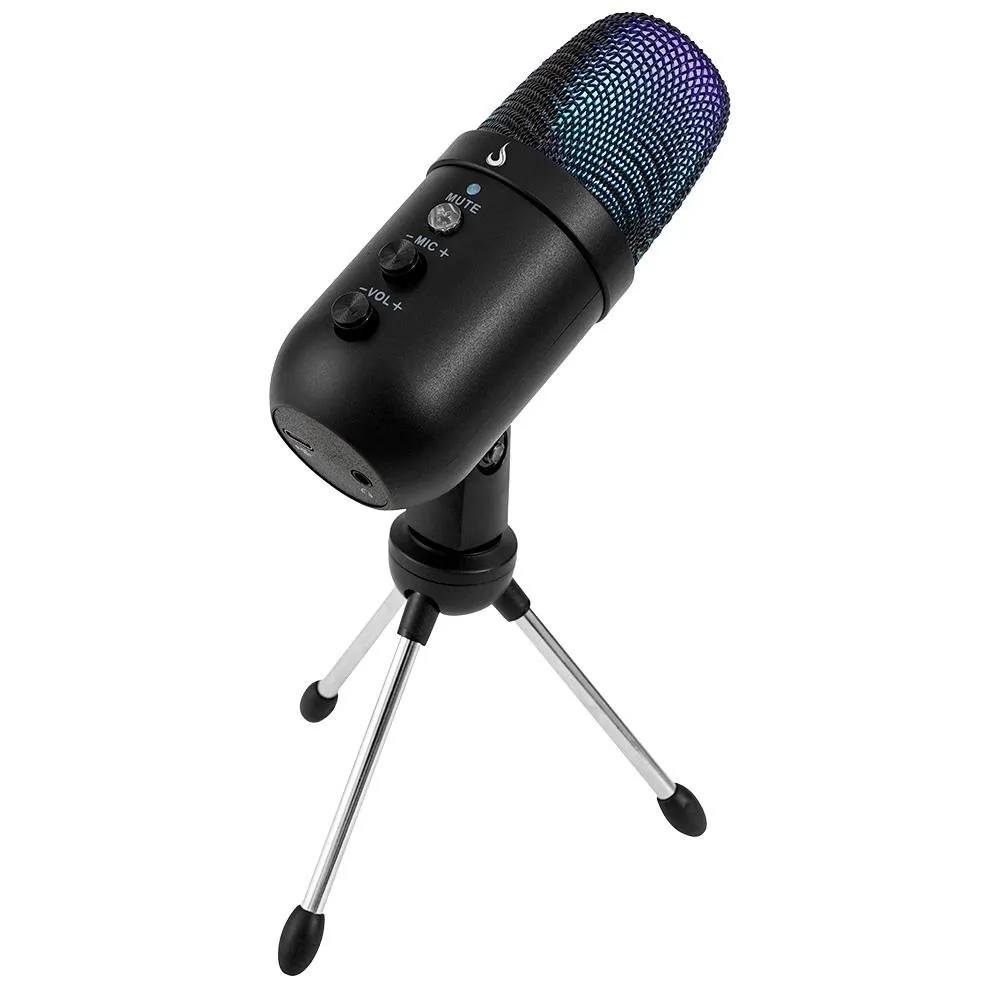Microfone Gamer Rise Mode Elite 01 RGB, Dual Link P3 e USB-C, Preto - RM-ME-01-B