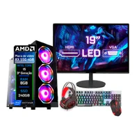"Pc Gamer Completo Intel Core I5 3 Geração 8gb Amd Rx550 4gb Ssd240gb Monitor 19"" - Kit Gamer Teclado Mouse - Fonte 500w"