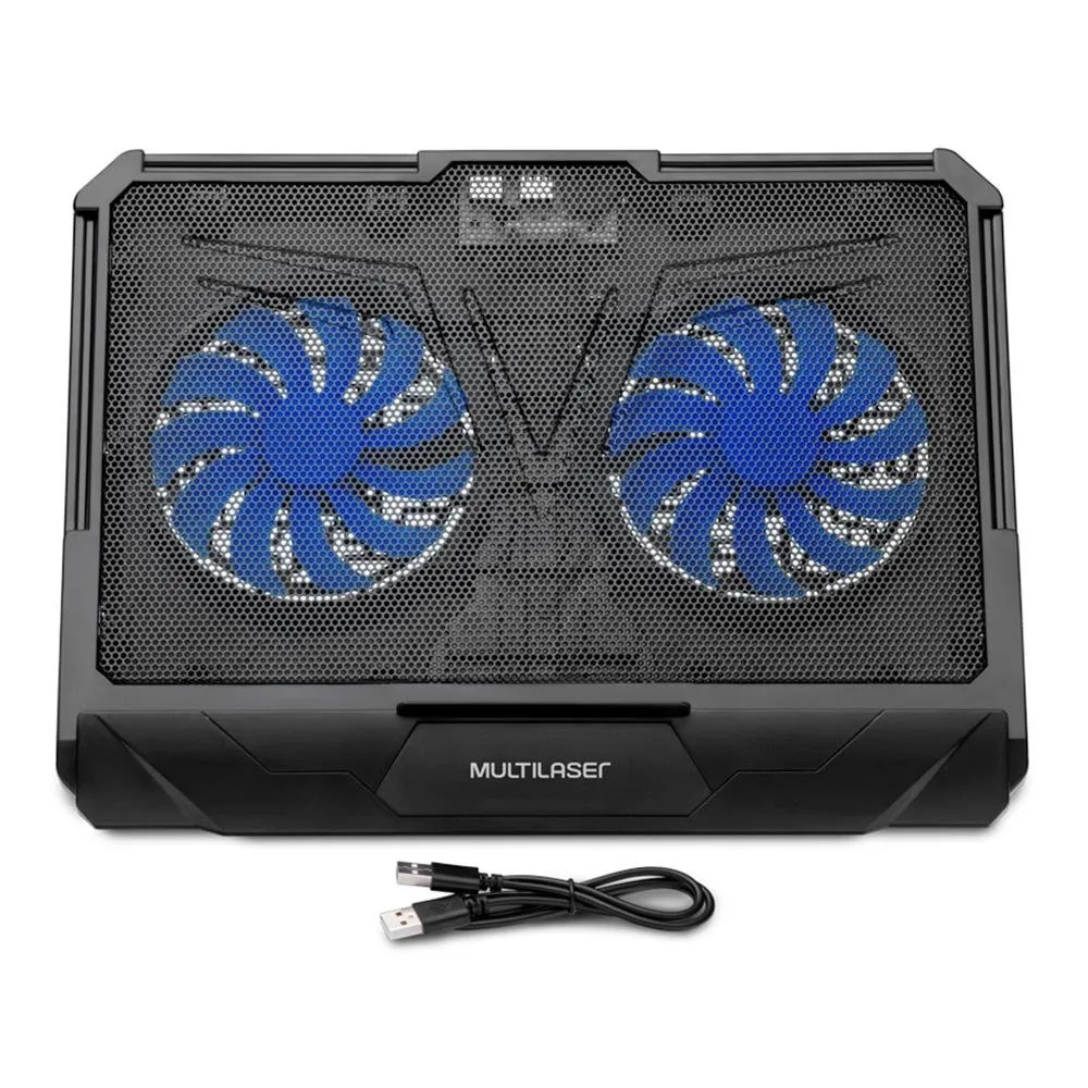 "Base com Cooler para Notebook Multi, até 17"", com Base Giratória 360° e Ajuste de Altura, Preto - AC382"