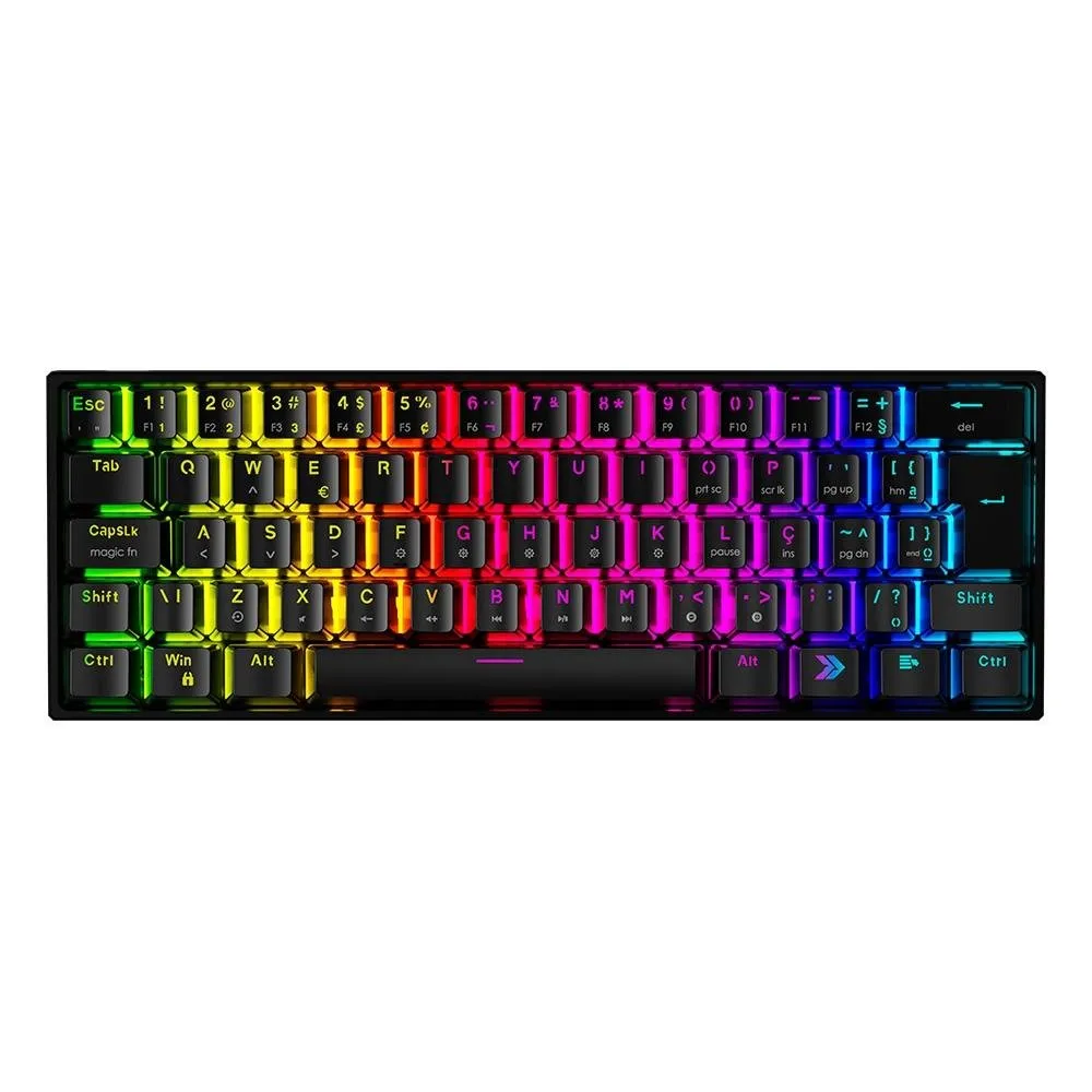 Teclado Mecânico Gamer KBM! GAMING TG600, Preto, 60% e ABNT2, RGB, Switch Gateron Blue - KGTG600PTAZ