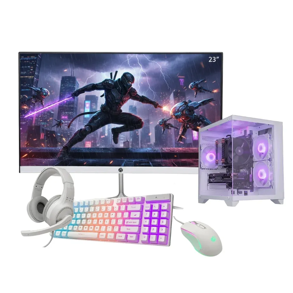 "Computador PC Gamer Intel Core i9 11ª Geração 64gb Ram Nvme 2TB, RTX 5060 8GB, Monitor 23"" 180hz Curvo - Branco"