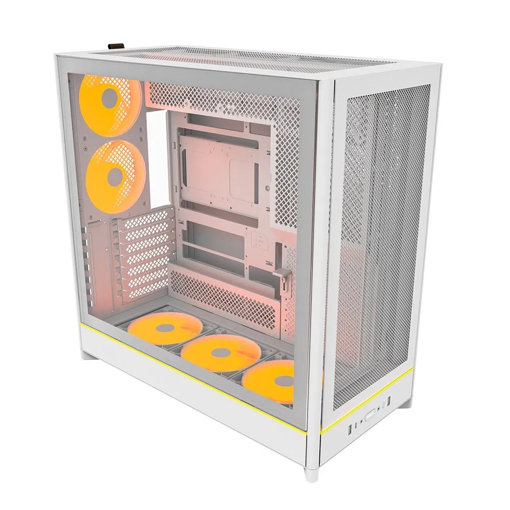 Gabinete Gamer Montech HS01 Pro, Mid-Tower, ATX, Vidro Temperado, 5x FANs, Branco - HS01PROWH