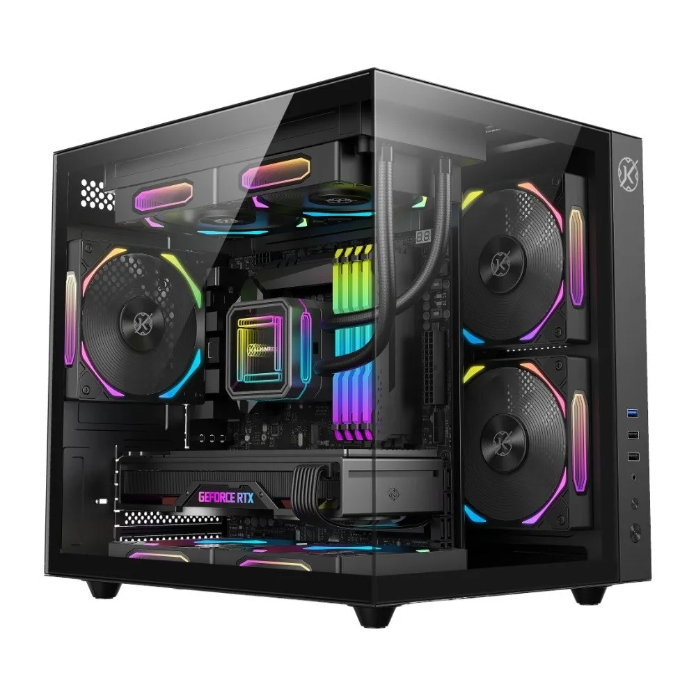 Gabinete Gamer Kalkan Midgard, Mid Tower, Micro-ATX, Lateral em Vidro Temperado, Sem FANs, Preto - KLK00039