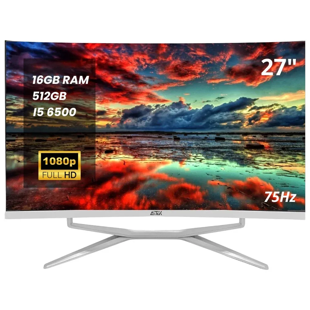 "Computador Curvo 27"" All In One 512gb i5, 16gb Ram Ddr3, 75hz, 5ms, Hd-mi"