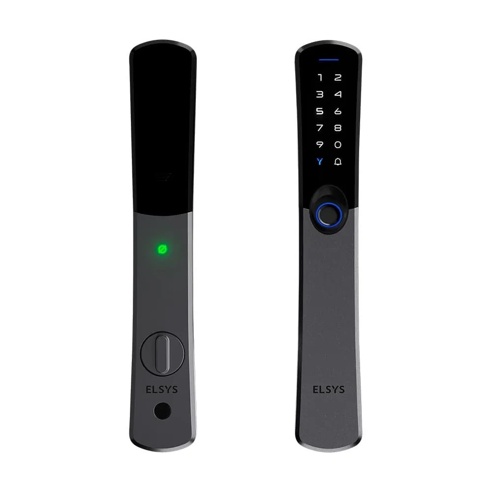 Fechadura Digital De Embutir Elsys ESF-DE6100I Samba, Biométrica, Wi-Fi, IP55, Entrada USB-C, Preto - 998903161340