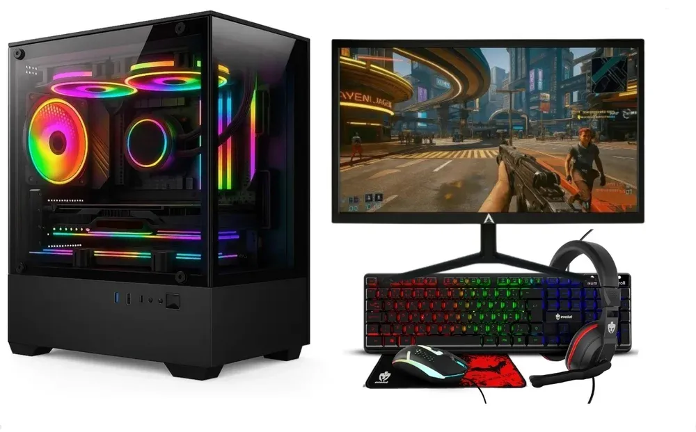PC Gamer Completo Intel Core i5 Memoria Ram 16GB SSD 240GB Monitor HDMI Polegadas Kit Gamer Wifi