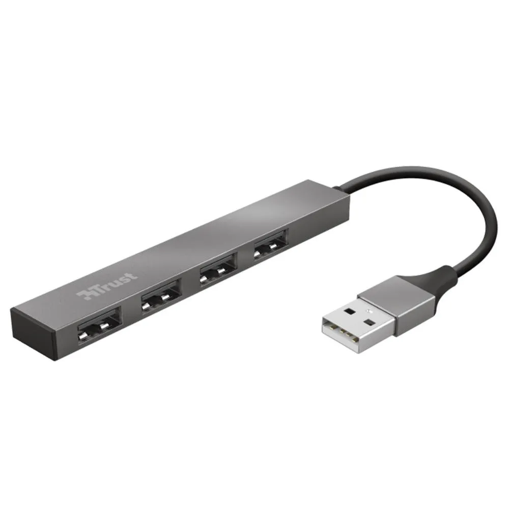 Hub Trust Halyx, 4 Portas USB 2.0, Ultra Compacto, Conexão USB, de Alumínio, - 23786