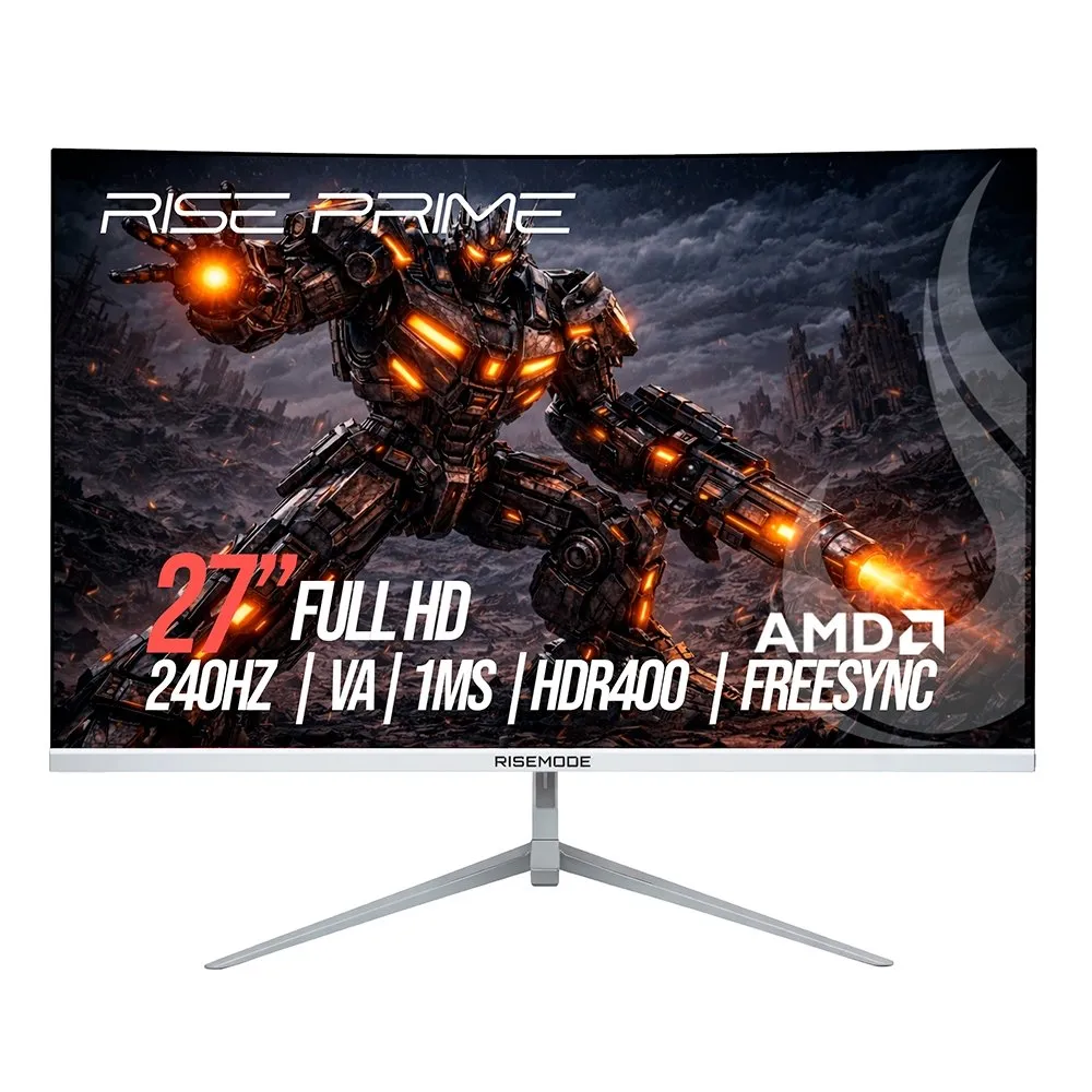 "Monitor Gamer Curvo Rise Mode Prime 27"", Full HD, 240Hz, 1ms, VA, FreeSync, HDR 400, HDMI e DisplayPort, Branco - RM-MOG-27C240FH-W"