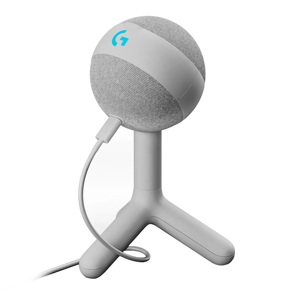 Microfone Gamer Logitech G Yeti Orb com RGB LIGHTSYNC, USB Plug and Play para Gravação de Conteúdo e Streaming, Branco - 988-000557