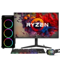 Pc Gamer 3green Force, AMD Ryzen 5-5600g, 16GB RAM DDR4, Gráficos Radeon Vega 7, SSD 256GB, Fonte 500W + Monitor 24 FHD 75Hz - 3f-017