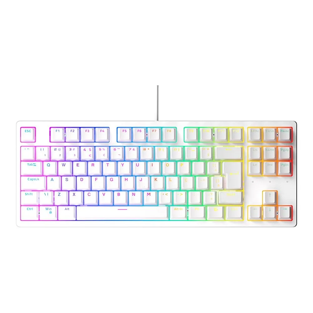 Teclado Mecânico Gamer Husky Sled, TKL, Branco, ABNT2, RGB, Switch Gateron G Pro Red - HTG500BRVR