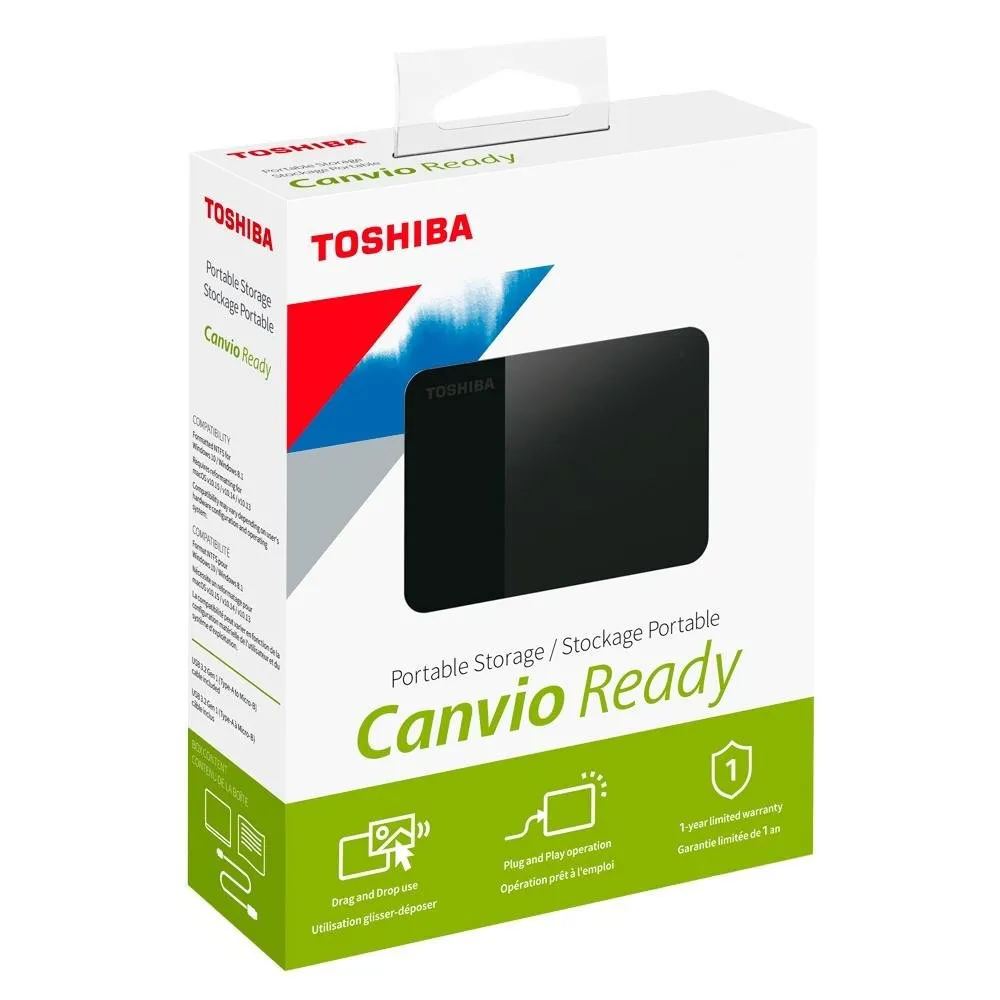 HD Externo Toshiba Canvio Ready,  4TB, USB 3.0, Preto - HDTP340XK3CA