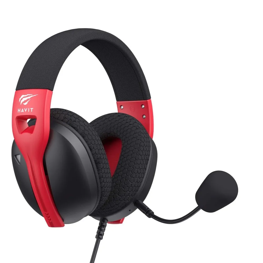 Headset Gamer Havit Fuxi H5D RGB, Drivers 50mm, Conexão P3, Multiplataforma, Preto e Vermelho - Fuxi-H5D Black/Red