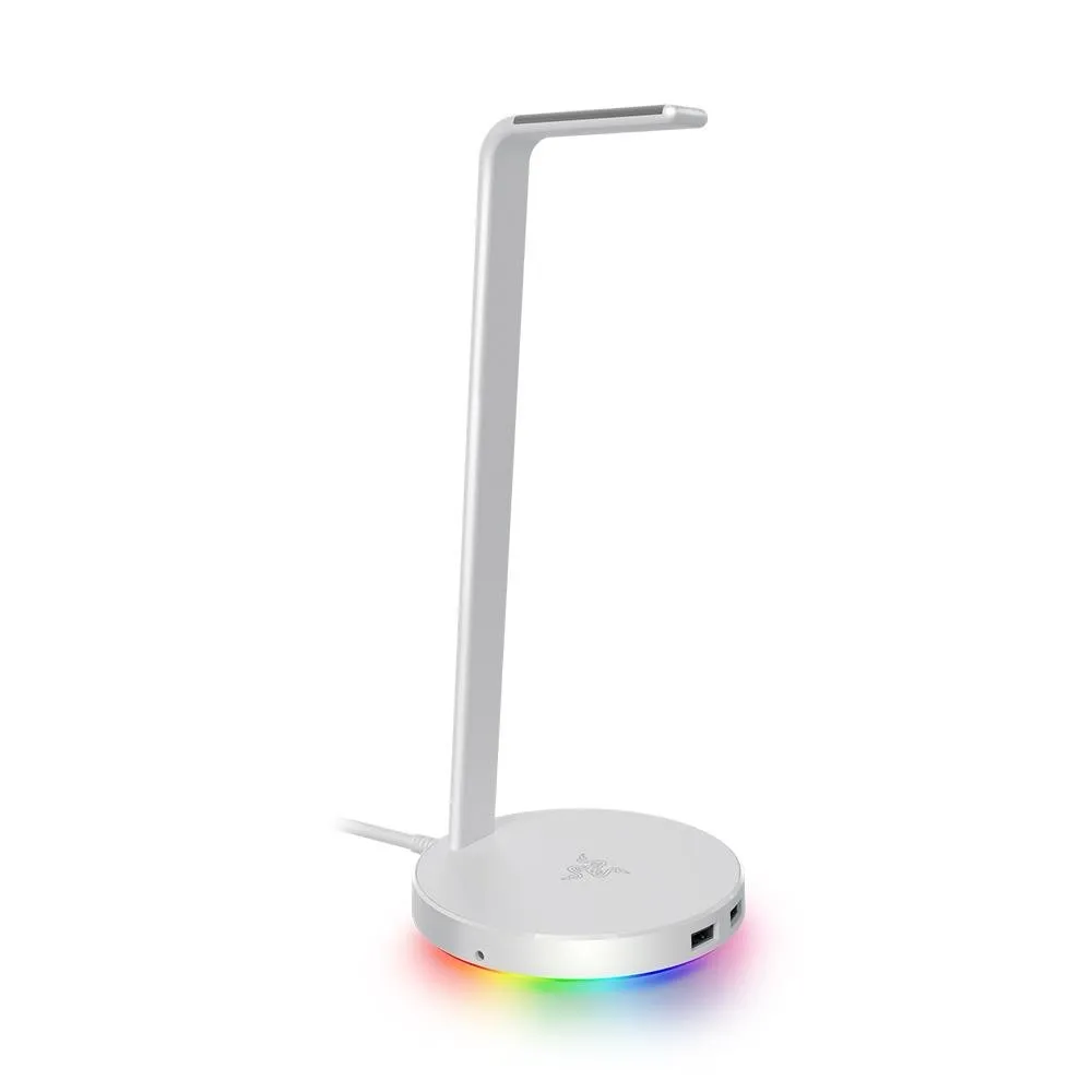 Suporte para Headset Gamer Razer Station V2 Mercury White, Surround Sound 7.1, Chroma, 2 Portas USB 3.1 - RC21-01510300-R3M1