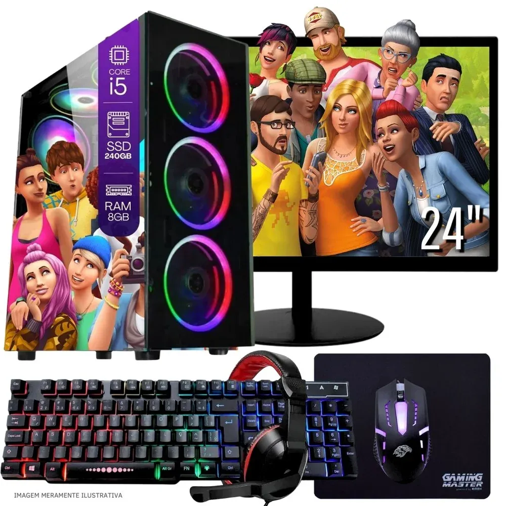 "DESKTOP GAMER I5 6º SSD 240GB 8GB DDR4 PLACA DE VIDEO GT730 4GB WIN 11 MONITOR 24''