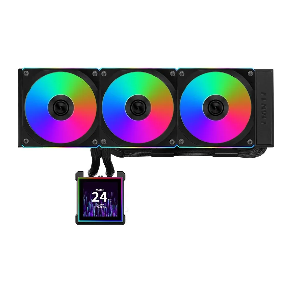"Water Cooler Lian Li Hydroshift II LCD-S, 360mm, Tela IPS 3.4"""", ARGB, Uni Fans CL Wireless, Preto - GHS2LCDS36CB"
