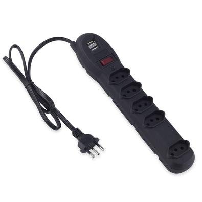 Filtro de Linha Force Line com USB, 5 Tomadas, 10A, Preto - 0060500023
