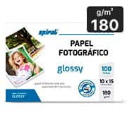 Papel fotográfico 10 x 15cm, 180g, Glossy paper, G180-100, Spiral - PT 100 FL