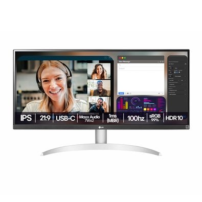"Monitor Gamer LG 29"", FHD, UltraWide, 100Hz, 1ms, IPS, DP e HDMI, Som Embutido - 29WQ600B-W.AWZM"