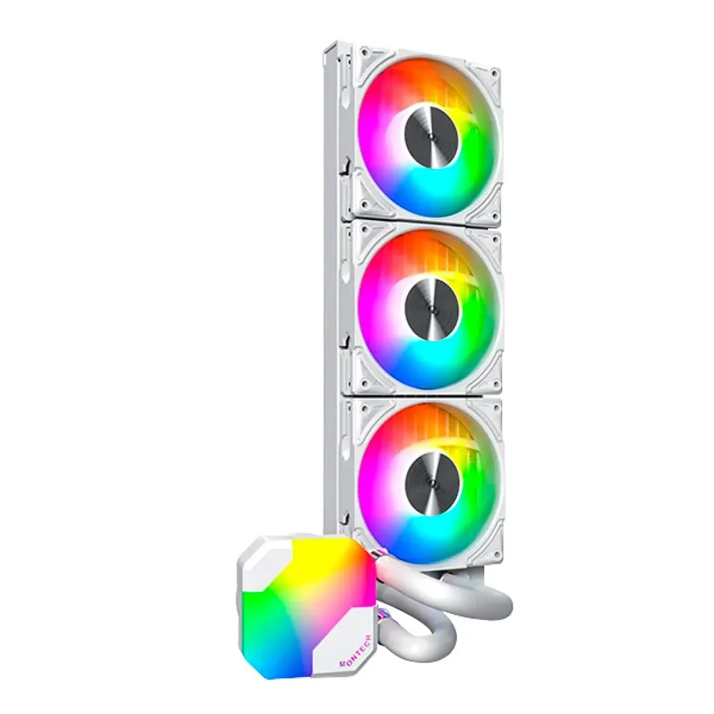 Water Cooler Montech HyperFlow, 360mm, com 3 Fans ARGB, Branco - HyperFlow ARGB 360 (W)