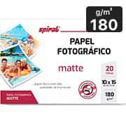 Papel fotográfico 10x15cm, 180g, Matte Paper, M180-20, Spiral - PT 20 FL