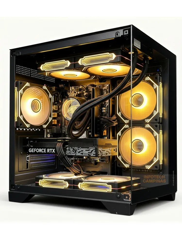 PC Gamer Aquario Preto Intel Core i5 14400 | RTX 5060 8GB | 16gb Ram | SSD Nvme 1TB | Water Cooler 240mm | Win11 Pro