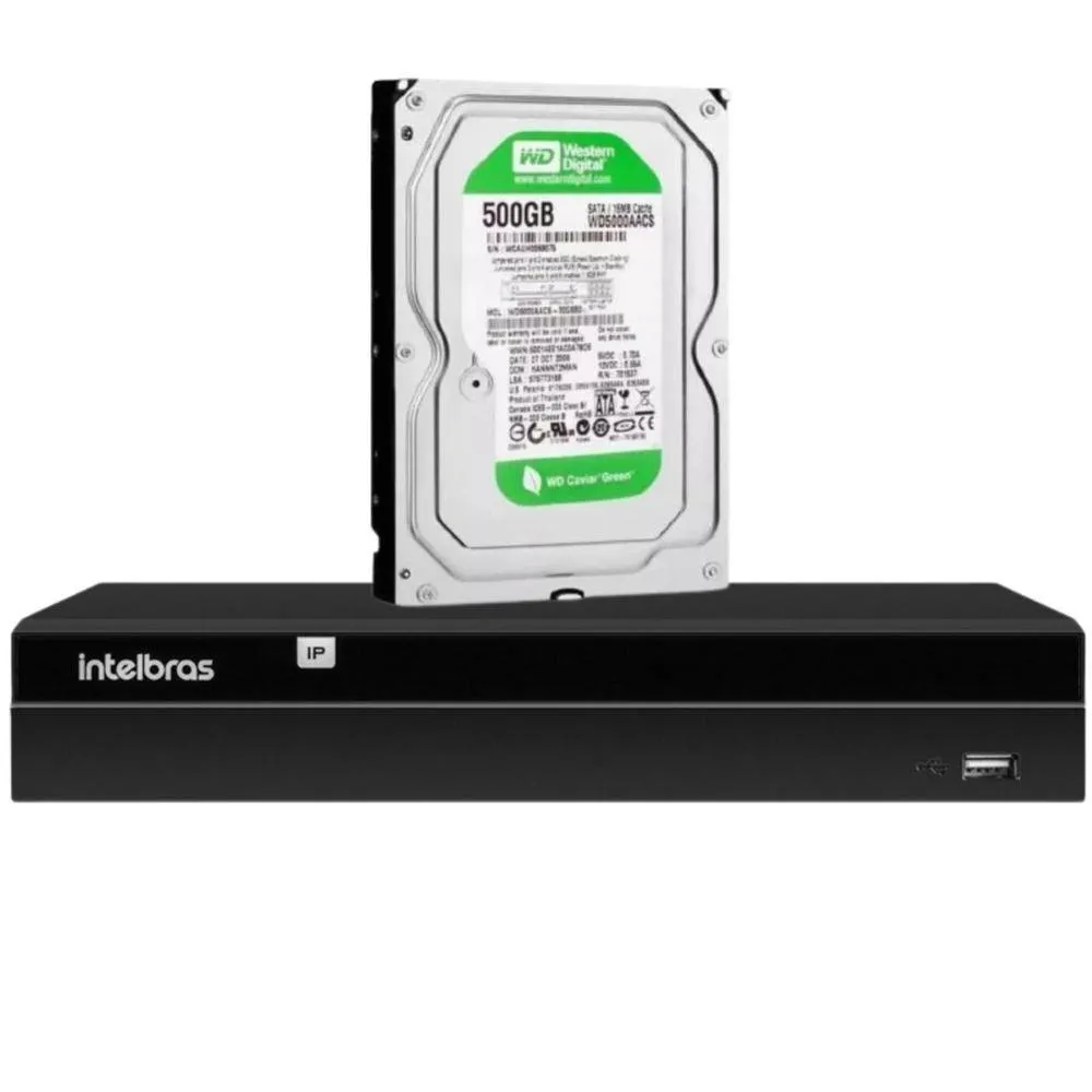Kit Nvr Intelbras, Nvd 1404, Multi HD + HD 500GB