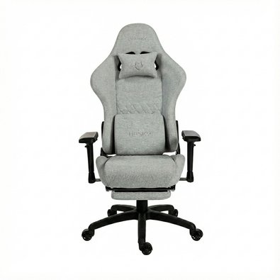 Cadeira Gamer Husky Tempest 4D, Até 145kg, Braços 4D, Almofadas, Reclinável 150º, Tecido, Descanso para Pés, Cinza Tecido - HCG700CZT4D