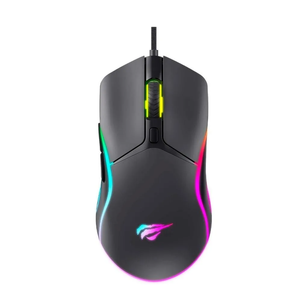 Mouse Gamer Professional Havit MS1029, RGB, 7200 DPI, 6 Botões, Preto