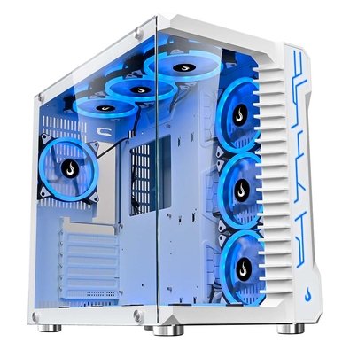 Gabinete Gamer Rise Mode Galaxy Glass, Mid Tower, ATX, Lateral e Frontal em Vidro Temperado, Sem FANs, Branco - RM-GA-GG-FW